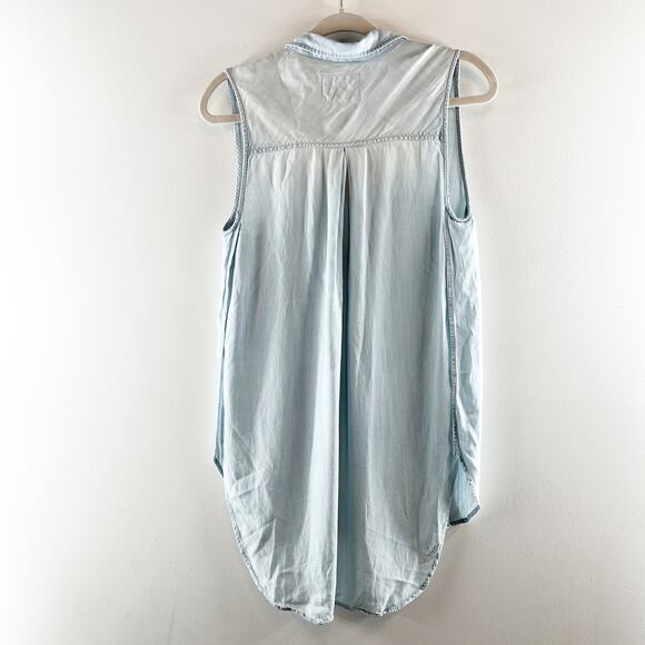 Rails Jaime Sleeveless Tunic Tank Button Up Top Light Vintage Chambray Wash S - Picture 7 of 11